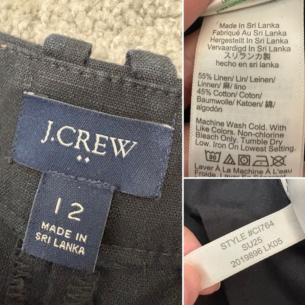 J. Crew Black Linen Blend Remy Wide Leg Pant Size 12 - Picture 7 of 11